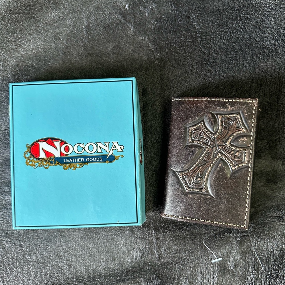 Nocona Embossed Cross Card Holder - Dark Brown